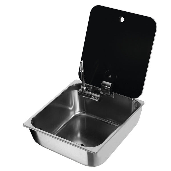 CAN Washbasin square stainless steel with glass cover - 70508 | Stahlor image 1