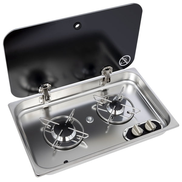 CBEST Stainless steel built-in hob with glass cover ASO - 2-burner - 70578 | Stahlor image 1