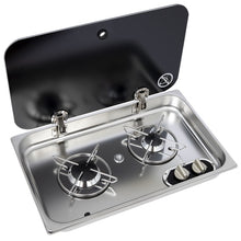 CBEST Stainless steel built-in hob with glass cover ASO - 2-burner - 70578 | Stahlor image 1
