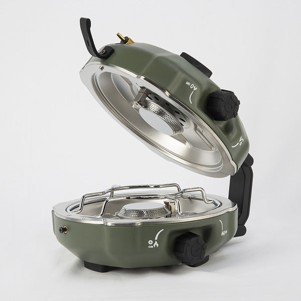 Camp4 FLAP 2 COOK Foldable Gas Stove, 2 x 3 kW, Green