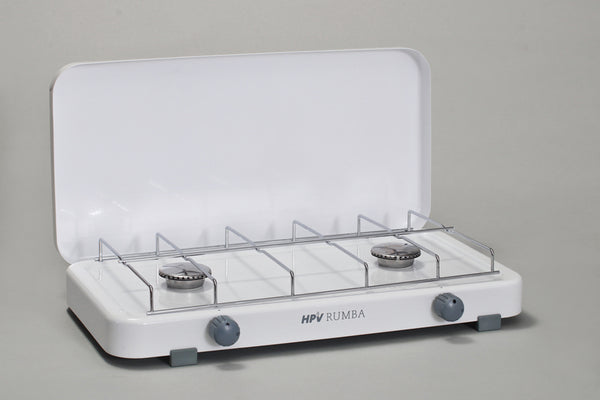 Rumba 2-Burner Gas Stove with Flame Failure Device, White, 50 mbar – image 1