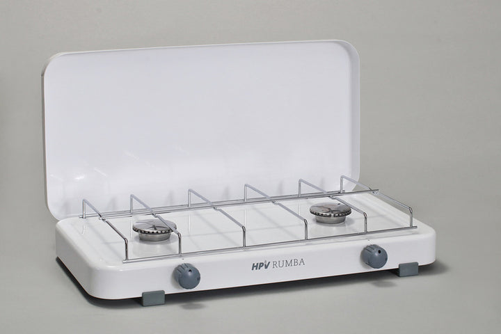 Gas stove Rumba with piezo and ignition fuse 2 flame - White - 50 mbar