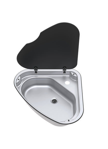 Sink stainless steel version Hinge right, 8.7 litres