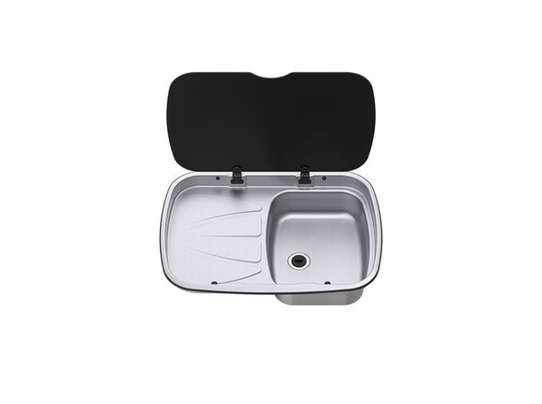THETF Stainless steel sink with draining board, W630 x D470 mm, 9.5 litres - 73005 | Stahlor image 1