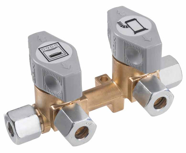 GOK 2-way quick shut-off valve for 10 mm inlet and 8 mm outlets - 75459 | Stahlor image 1
