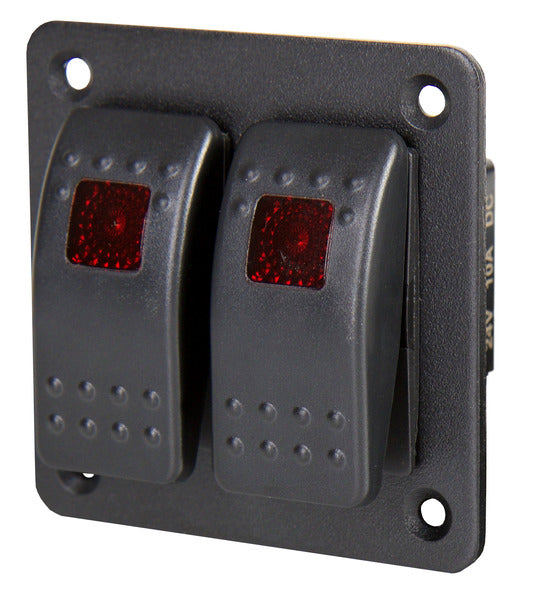 Carbest Aluminum Switch Panel with Two Rocker Switches (12/24 V)