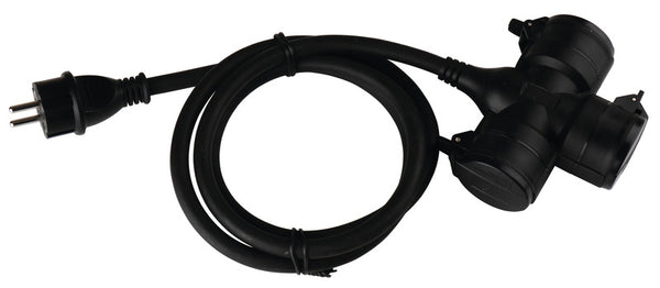 Carbest Schuko distribution socket, rubber, with 1.5m connection cable