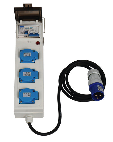 3-Way Socket Strip with Three Schuko Sockets