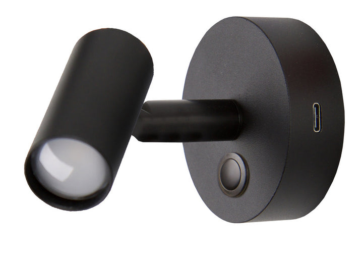 Surface-mounted LED spotlight with night light – matt black