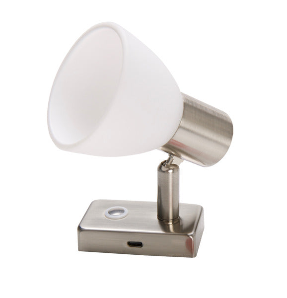 Surface-mounted LED spotlight with night light – nickel