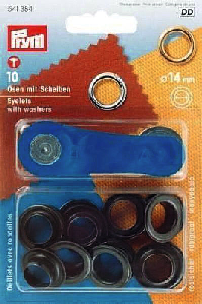 Brass eyelets and washers , 10pcs. 14mm bronzed