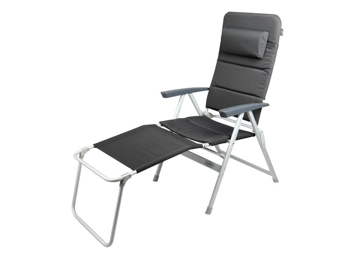 Footrest Camping Chair, GRENOBLE Camp4, black/silver