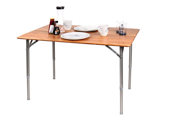 Camping table with bamboo top - 80 x 60 x 43/65 cm