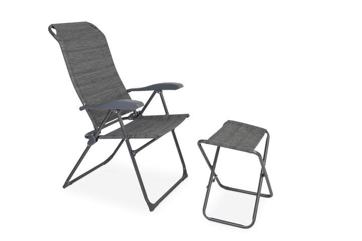 Camp4 Barletta Camping Chair with Leg Rest, Gray