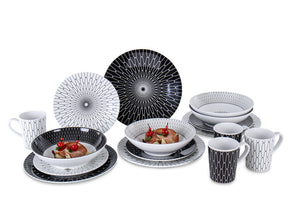 Camp4 Premium Melamine Tableware Set Black-White - For 4 people - 917186 | Stahlor image 2