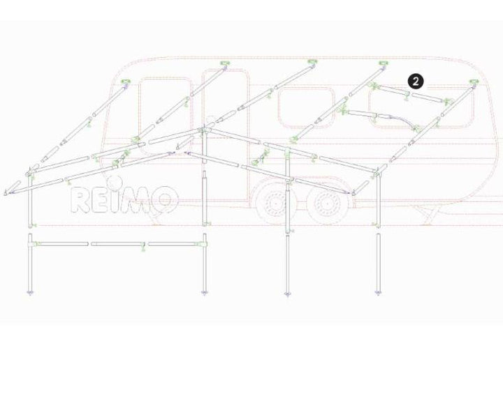 Tie rod. steel, 1.85-2.60m, threepart, Ø32mm