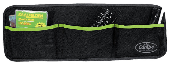 Utensilo Tessa 3, with 3 pockets, black/lime, B60xH20cm, eyelet attachment