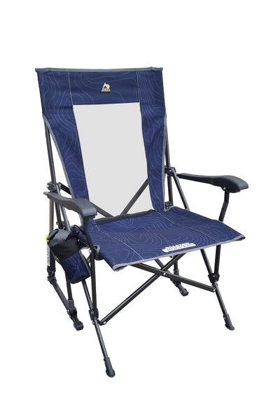 GCI Outdoor Roadtrip Rocker Folding Rocking Chair, Navy Topo