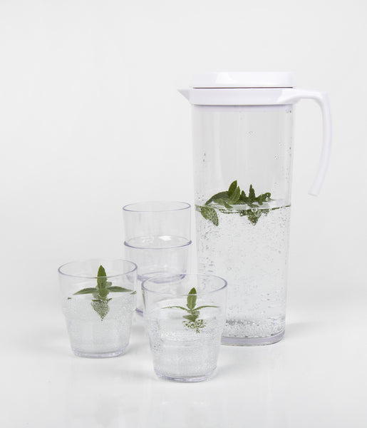 Jug with screw cap and 4 glasses 0.25 l