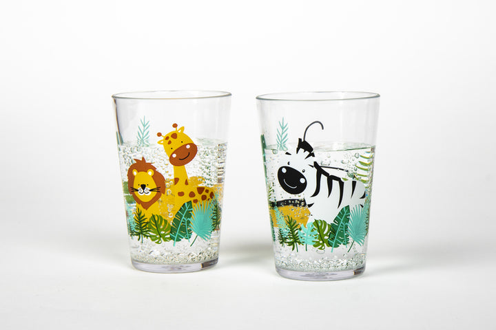 Drinking glasses with SAFARI motif in set of 2