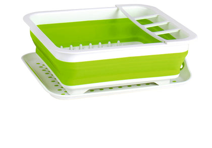 Silicone Dish Dryer - 37 x 31 x 6/13 cm - White/lime