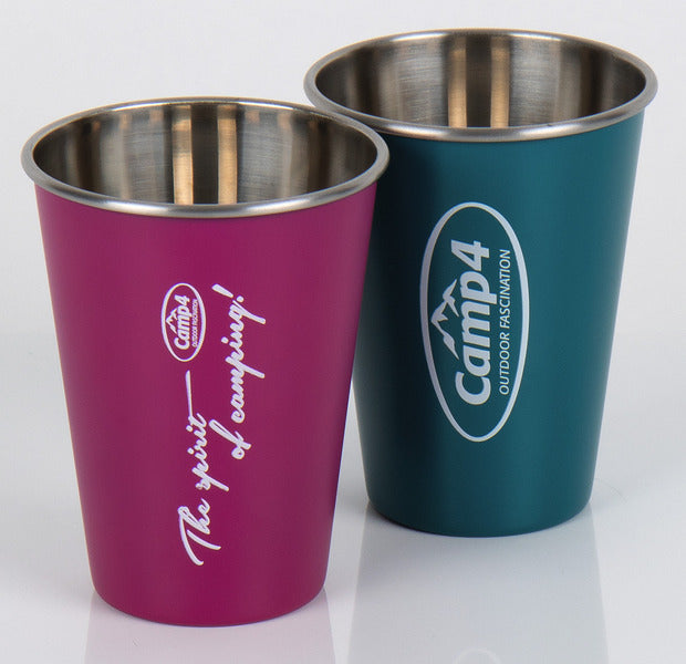 Stainless steel cup YOUNG in set of 2 - berry & petrol