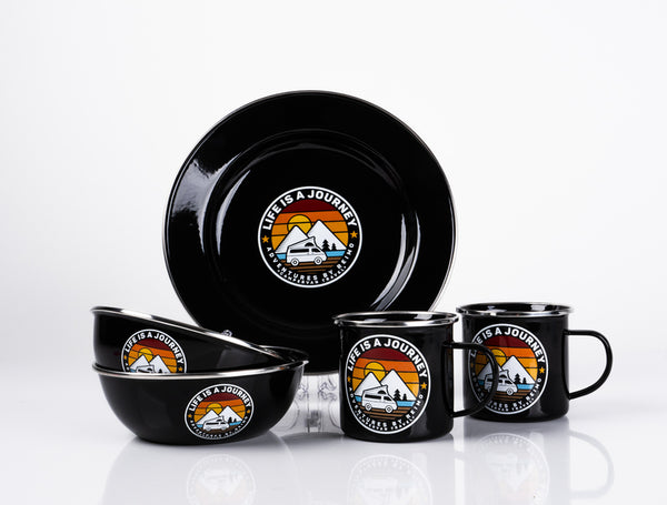 Reimo Enamel dinnerware set Life is a Journey - For 2 people - 930970 | Stahlor image 1