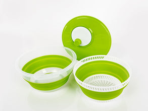 Camp4 foldable salad spinner, lime/white, also strainer & bowl, with lid - 940772 | Stahlor image 3