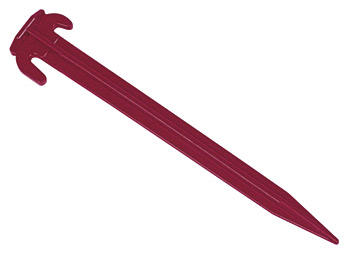 Tent peg, plastic, red, 30cm long, single