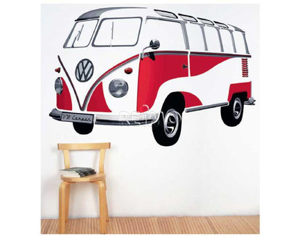 VW Collection VW Bulli wall tattoo, Samba classic red, 180x120cm
