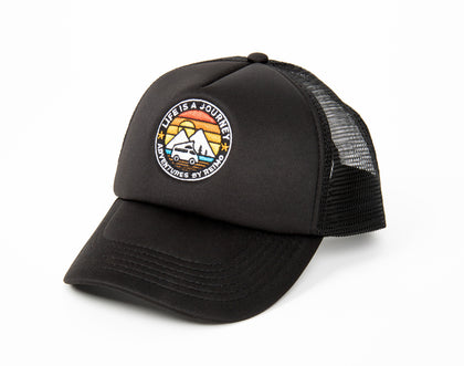 Trucker Cap LIFE IS A JOURNEY, black, unisex