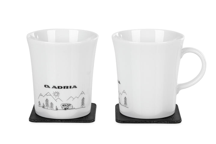 ADRIA porcelain magnetic handle cups "WOHNWAGEN"