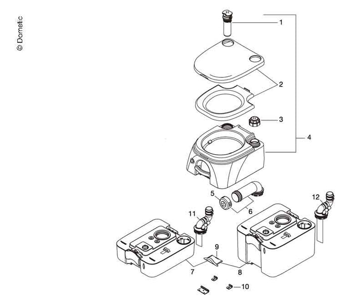 Waste water tank for Dometic camping toilet 972/974
