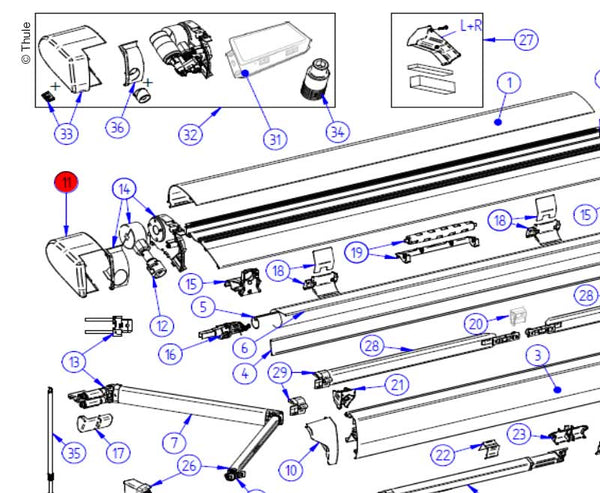 Thule LH+RH Endkappe Geh.anthr. - 9509 | Stahlor image 1