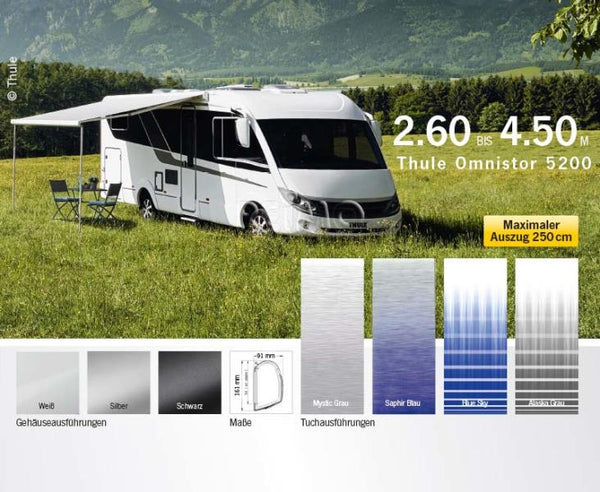 Thule Omnistor 5200 side wall awning 2.60 m to 4 m - Anthracite housing - Cloth color Mystic Gray - - 42651 | Stahlor image 1